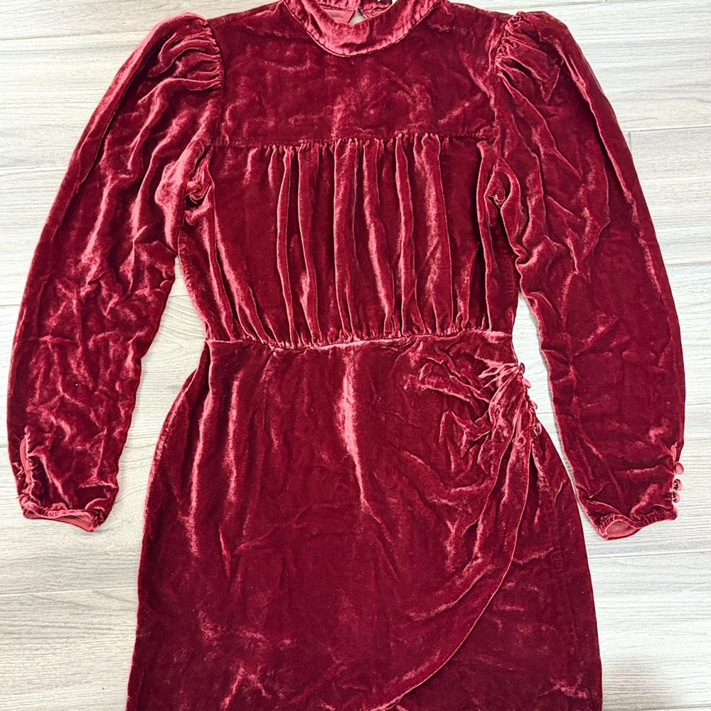 Reformation Evora Red Chianti Velvet Mini Dress - Size 6